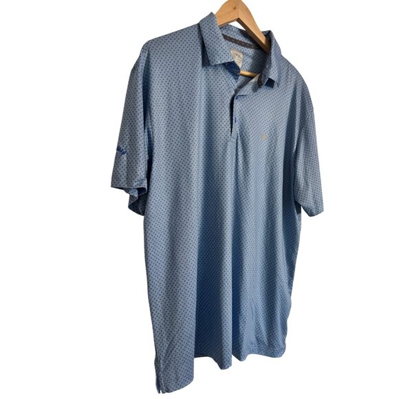 Callaway Opti Dri Size Large Men’s Golf Polo NWOT Blue Print Stretchy Short Slee - Picture 8 of 9